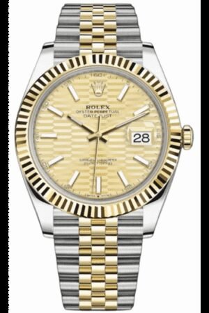 Rolex Datejust 41 Steel & Yellow Gold Automatic Champagne Dial Fluted Bezel Men's Watch M126333-0022