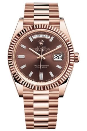 Rolex Day-Date 40 18K Everose Gold Chocolate Diamond Dial Men's Watch M228235-0003