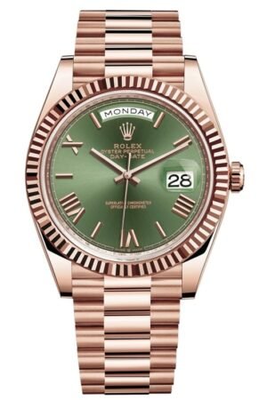 Rolex Day-Date 40 18k Everose Gold Olive Green Dial 60th Anniversary Men's Watch M228235-0025