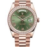 Rolex Day-Date 40 18k Everose Gold Olive Green Dial Men's Watch M228345RBR-0011