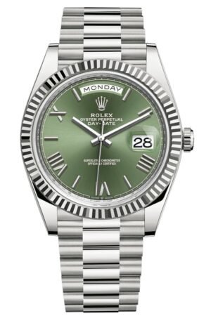 Rolex Day-Date 40 18K White Gold Olive Green Dial Men's Watch M228239-0033