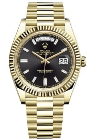 Rolex Day-Date 40 18K Yellow Gold Black Diamond Dial Men's Watch M228238-0004