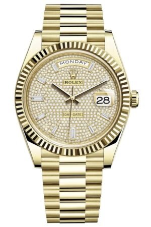 Rolex Day-Date 40 18K Yellow Gold Pave Diamond Dial Men's Watch M228238-0054