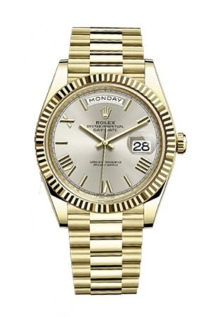 Rolex Day-Date 40 18K Yellow Gold Silver Roman Dial Men's Watch M228238-0002