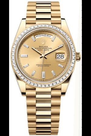 Rolex Day-Date 40 Automatic Champagne Dial Diamond Bezel 18K Yellow Gold Men's Watch M228398TBR-0002