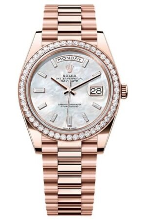 Rolex Day-Date 40 Mother of Pearl Diamond Dial 18k Rose Gold Men's Watch M228345RBR-0026