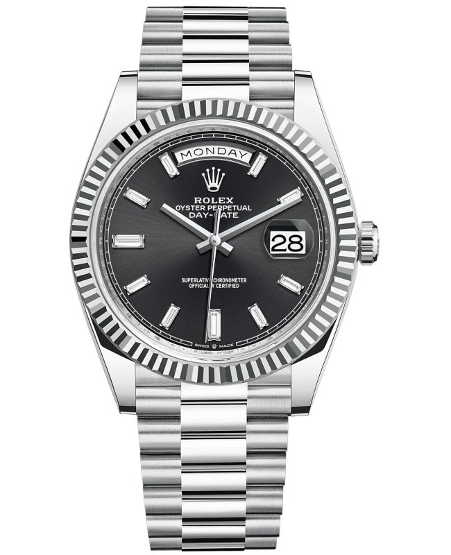 Rolex Day-Date 40 Platinum Black Diamond Dial Men's Watch M228236-0004