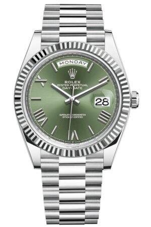 Rolex Day-Date 40 Platinum Olive Green Dial Men's Watch M228236-0008