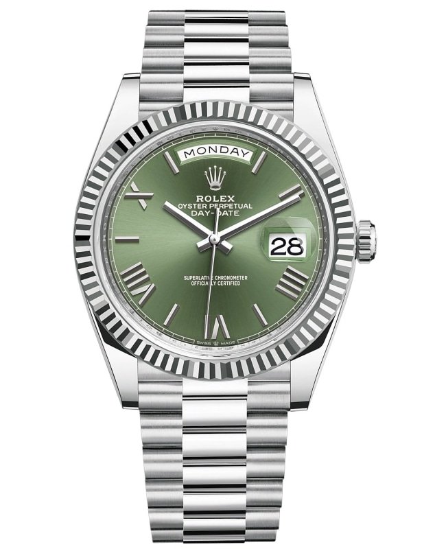 Rolex Day-Date 40 Platinum Olive Green Dial Men's Watch M228236-0008