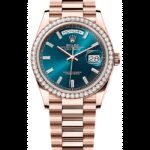 Rolex Day-Date Diamond Blue-Green Dial Rose Gold Women's Watch M128345RBR-0083