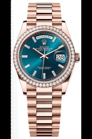 Rolex Day-Date Diamond Blue-Green Dial Rose Gold Women's Watch M128345RBR-0083