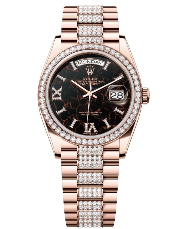 Rolex Day-Date Rose Gold Diamond Eisenkiesel Dial 18K Women's Watch M128345RBR-0045