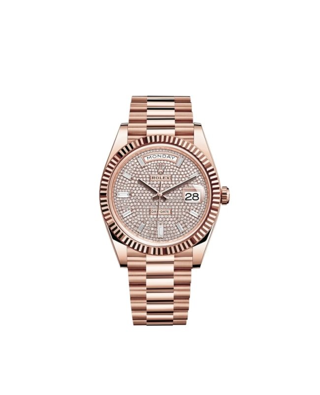 Rolex Day-Date Rose Gold Diamond Paved Dial Men's Watch M228235-0036