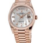 Rolex Day-Date Rose Gold Mother-of-Pearl Diamond Dial Women's Watch M128235-0029