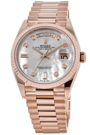 Rolex Day-Date Rose Gold Mother-of-Pearl Diamond Dial Women's Watch M128235-0029