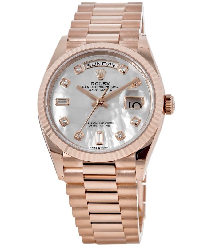 Rolex Day-Date Rose Gold Mother-of-Pearl Diamond Dial Women's Watch M128235-0029