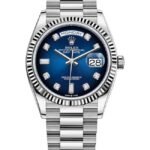 Rolex Day-Date White Gold Blue Ombre Diamond Dial Women's Watch M128239-0023