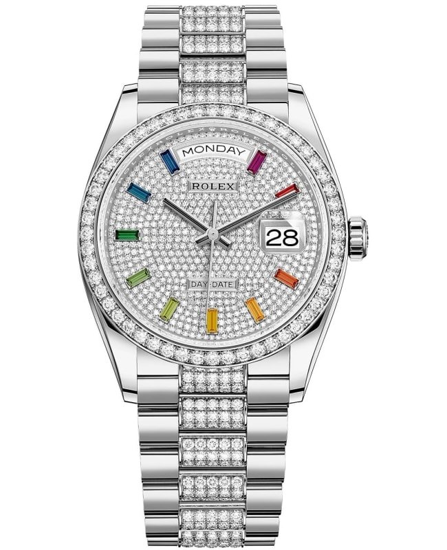 Rolex Day-Date White Gold Diamond Dial White Gold Women's Watch M128349RBR-0012