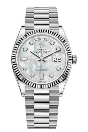 Rolex Day-Date White Gold Mother-of-Pearl Diamond Dial Women's Watch M128239-0007