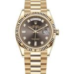 Rolex Day-Date Yellow Gold Dark Grey Diamond Dial Women's Watch M128238-0022