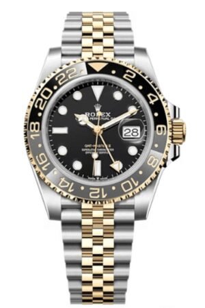 Rolex GMT Master ll Yellow Gold and Stainless Steel Black Dial Jubilee Bracelet Men's Watch M126713GRNR-0001