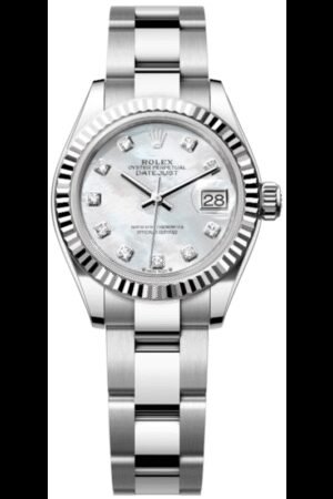 Rolex Lady-Datejust 28 Automatic Mother of Pearl Diamond Dial White Gold and Steel Women's Watch M279174-0010
