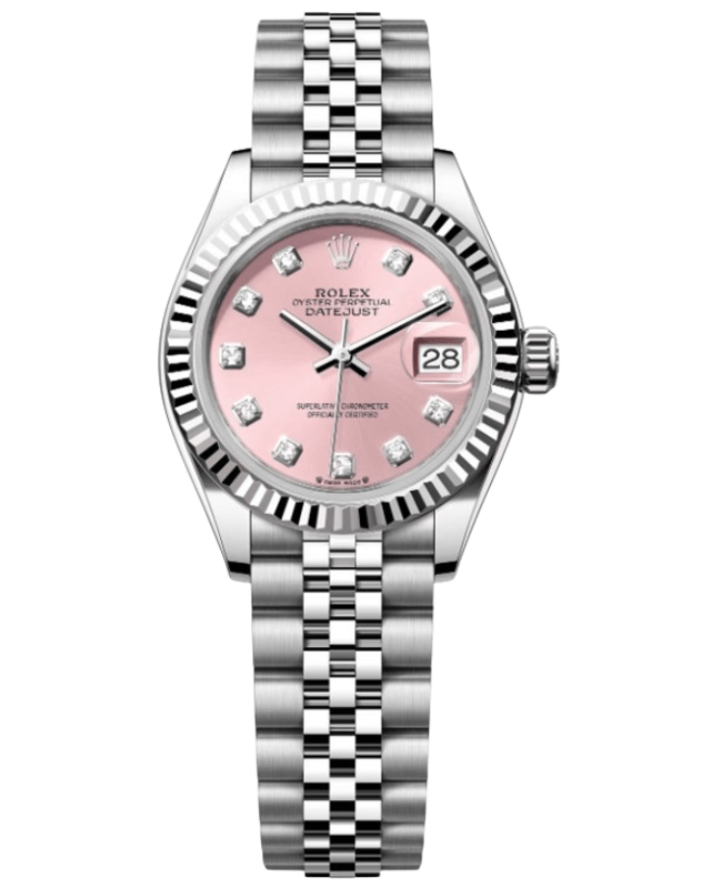 Rolex Lady-Datejust 28 Automatic Pink Diamond Dial White Gold and Steel Women's Watch M279174-0003