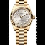 Rolex Lady-Datejust 28 Automatic Silver Diamond Dial 18K Yellow Gold Women's Watch M279178-0015