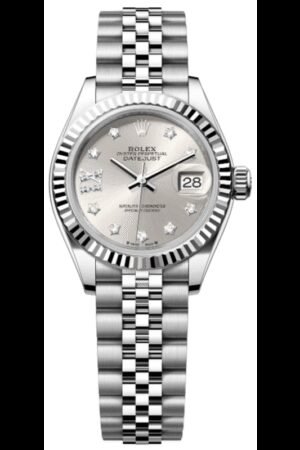 Rolex Lady-Datejust 28 Automatic Silver Diamond Dial White Gold and Steel Women's Watch M279174-0021