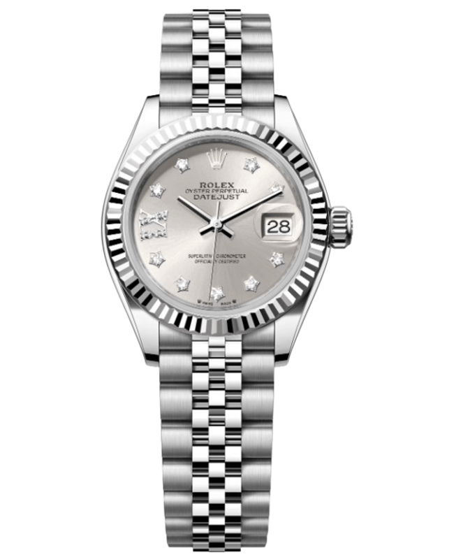 Rolex Lady-Datejust 28 Automatic Silver Diamond Dial White Gold and Steel Women's Watch M279174-0021