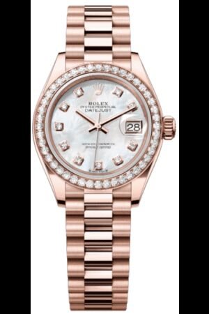 Rolex Lady-Datejust 28 Everose Gold Automatic Mother of Pearl Dial Diamond Bezel Women's Watch m279135rbr-0010