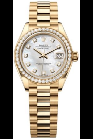 Rolex Lady-Datejust 28 Mother of Pearl Dial 18K Yellow Gold Diamond Bezel Women's Watch M279138RBR-0015
