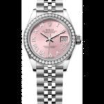 Rolex Lady-Datejust 28 Stainless Steel and White Gold Automatic Pink Dial Diamond Bezel Jubilee Bracelet Women's Watch M279384RBR-0005
