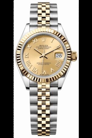 Rolex Lady-Datejust 28 Stainless Steel and Yellow Gold Automatic Champagne Dial Women's Watch M279173-0009