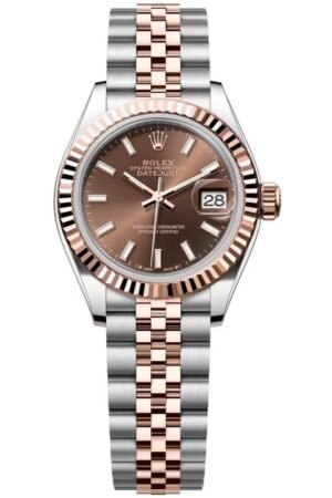 Rolex Lady-Datejust 28 Steel and Everose Gold Automatic Chocolate Dial Jubilee Bracelet Women's Watch M279171-0017