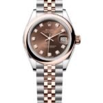 Rolex Lady-Datejust 28 Steel and Everose Gold Automatic Diamond Chocolate Dial Jubilee Bracelet Women's Watch M279161-0011