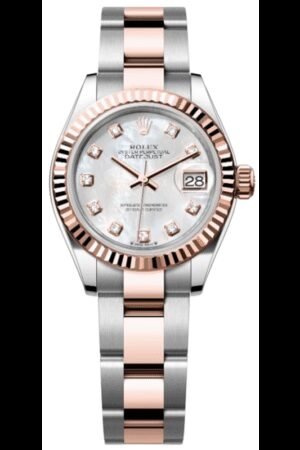 Rolex Lady-Datejust 28 Steel and Everose Gold Automatic Mother of Pearl Diamond Dial Women's Watch M279171-0014