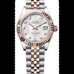 Rolex Lady-Datejust 28 Steel and Everose Gold Automatic Mother of Pearl Diamond Dial Women's Watch M279171-0013