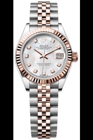 Rolex Lady-Datejust 28 Steel and Everose Gold Automatic Mother of Pearl Diamond Dial Women's Watch M279171-0013