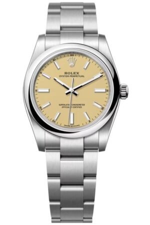 Rolex Oyster Perpetual 34 Automatic Beige Dial Stainless Steel Women's Watch M124200-0007