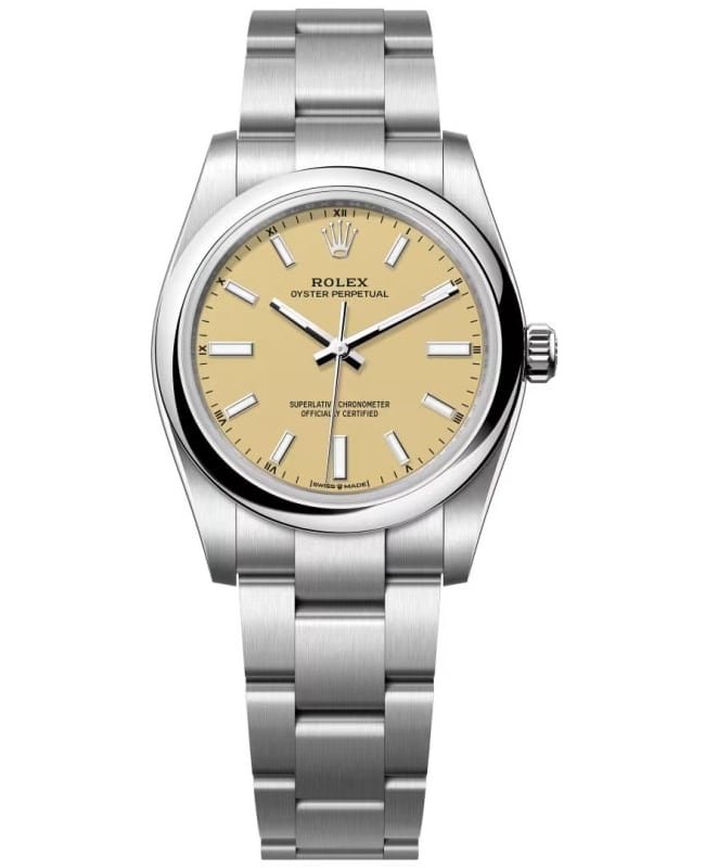 Rolex Oyster Perpetual 34 Automatic Beige Dial Stainless Steel Women's Watch M124200-0007