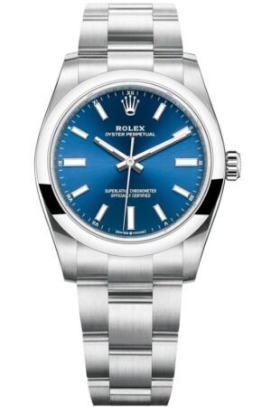 Rolex Oyster Perpetual 34 Blue Dial Steel Women's Watch M124200-0003