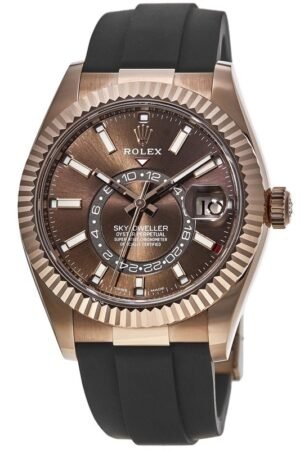 Rolex Sky-Dweller 18kt Everose Gold Chocolate Dial OysterFlex Rubber Strap Men's Watch M326235-0005
