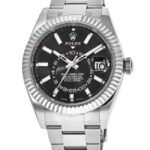 Rolex Sky-Dweller Black Dial Gold Bezel Steel Band Men's Watch M326934-0005