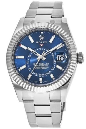 Rolex Sky-Dweller Blue Dial Gold Bezel Steel Band Men's Watch M326934-0003