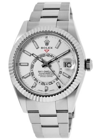 Rolex Sky-Dweller Steel White Dial White Gold Bezel Oyster Men's Watch M326934-0001