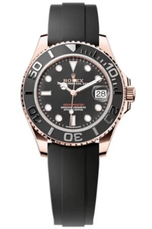 Rolex Yacht-Master 37 Black Dial 18ky Rose Gold Oysterflex Men's Watch m268655-0017
