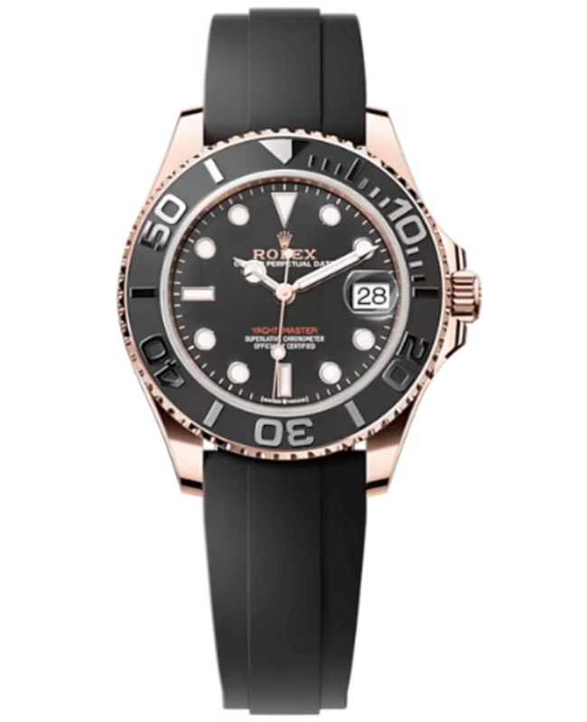 Rolex Yacht-Master 37 Black Dial 18ky Rose Gold Oysterflex Men's Watch m268655-0017