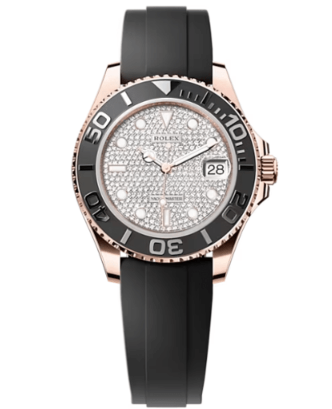 Rolex Yacht-Master 37 Diamond-Paved Dial 18k Rose Gold Oysterflex Men's Watch M268655-0019